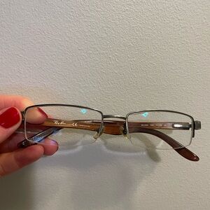 Ray-Ban Semi-Rimless Rectangular Glasses in Brown & Silver